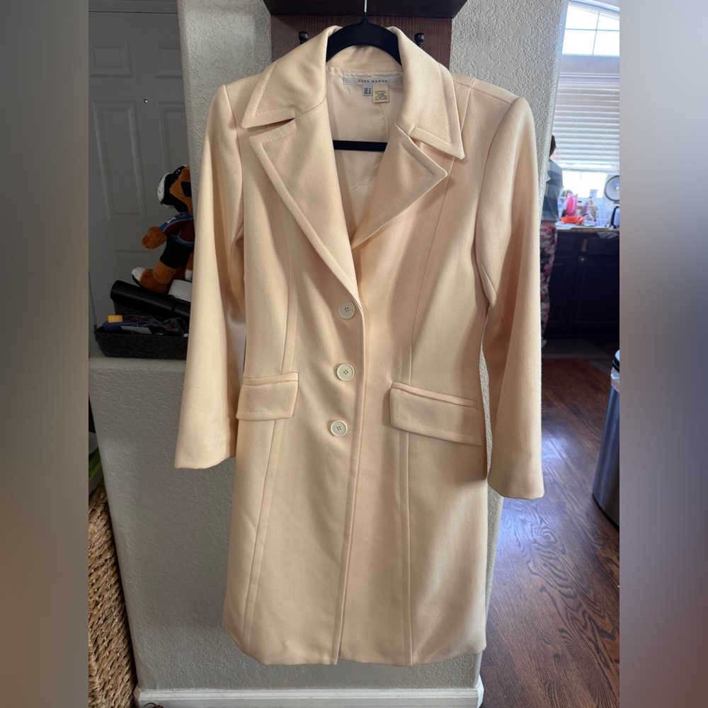 Zara Woman 100% Wool Trench Coat Size M